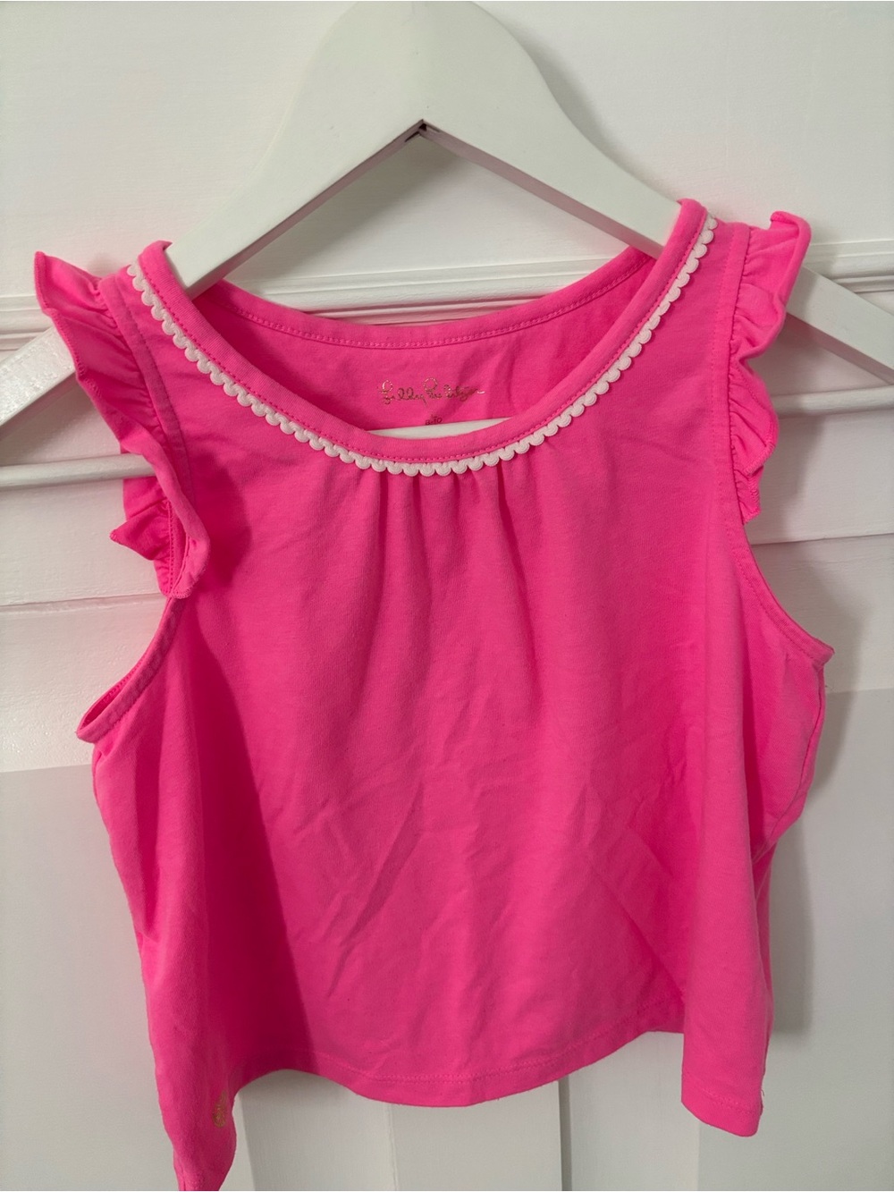 Lilly Pulitzer Grils Hot Pink Ruffle Sleeve Tank Top